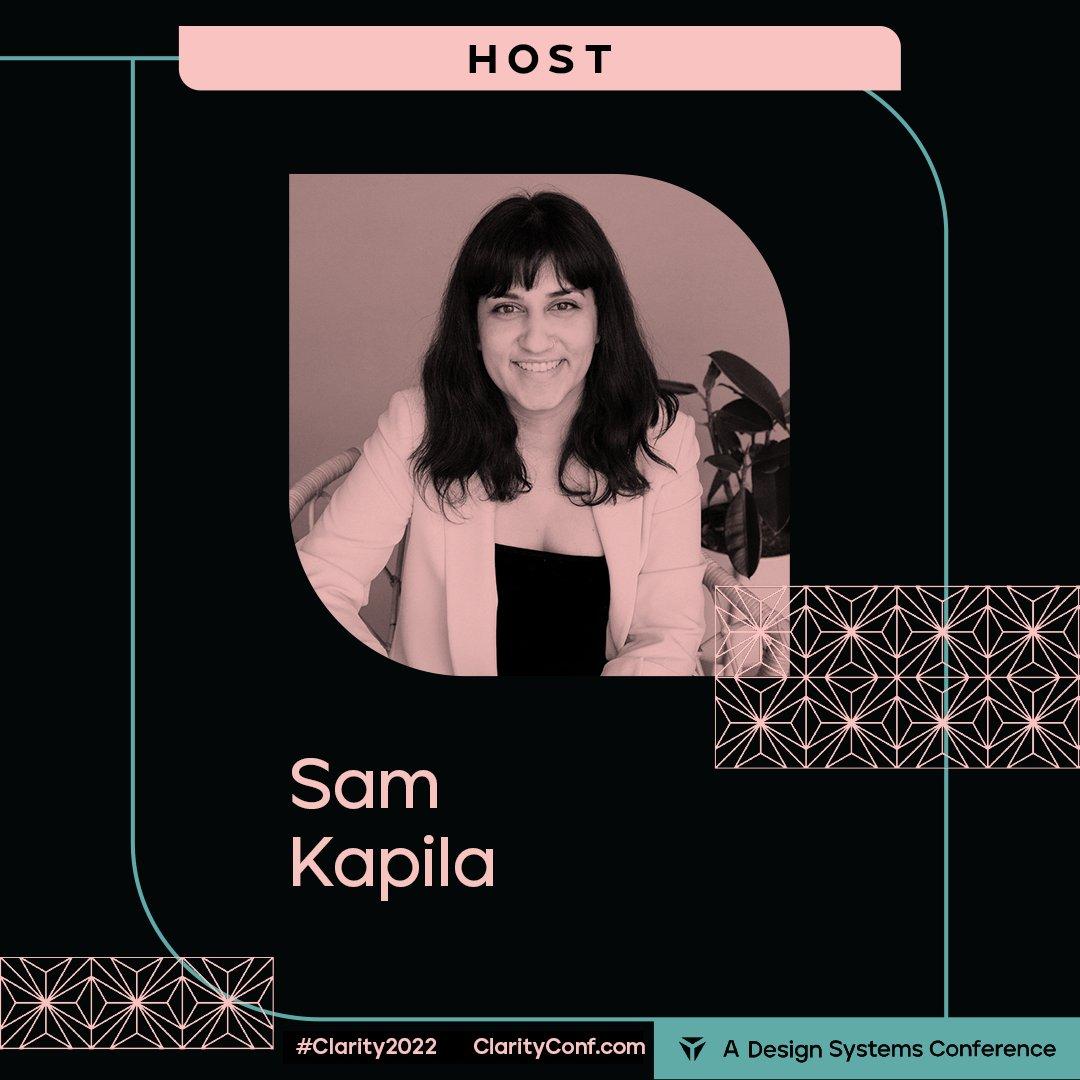 Clarity 2022 Graphic Graphic of clarity conference’s website and hashtag and my name (Sam Kapila) and photo