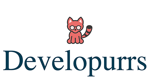 Logo for developurrs with a cat.